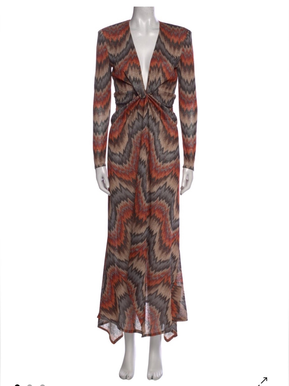 Ronny Kobo Collection stormy knit, Chevron printed dress orange brown sz S